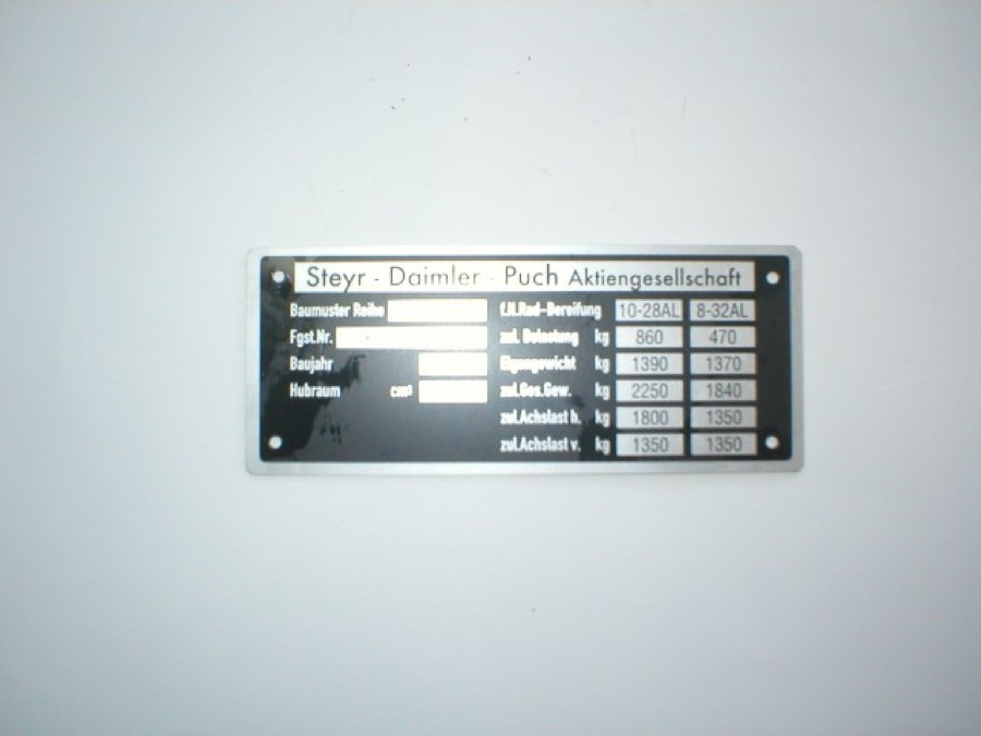 Baumusterschild Steyr T188