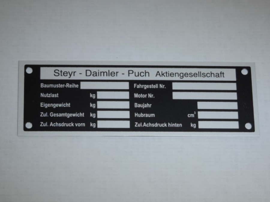 Baumusterschild Steyr T80-280