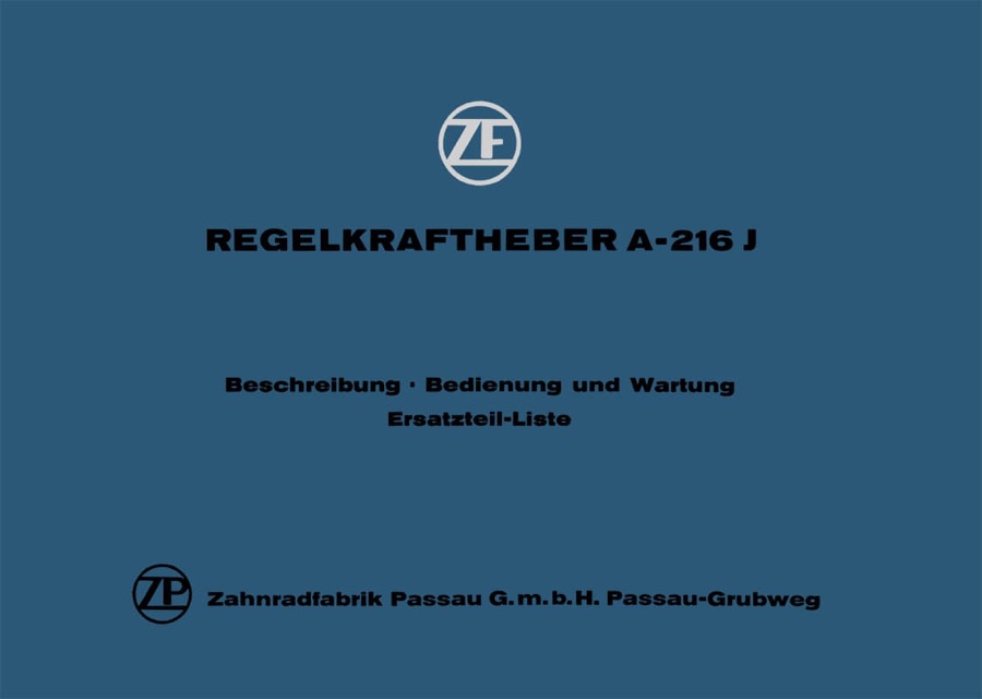 Betriebsanleitung ZF A-216-J Regelkraftheber