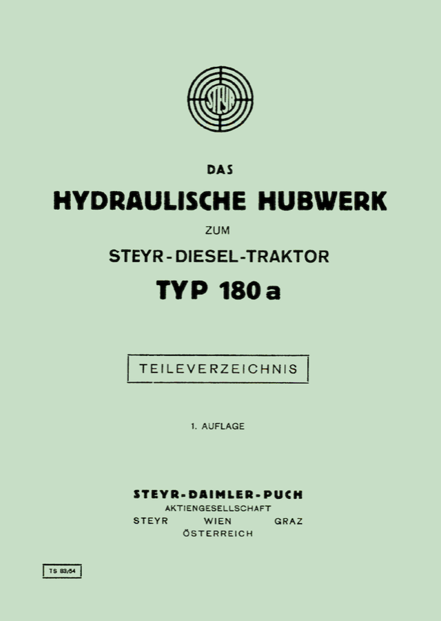 Ersatzteilbuch Hydraulisches Hubwerk Typ 180 a