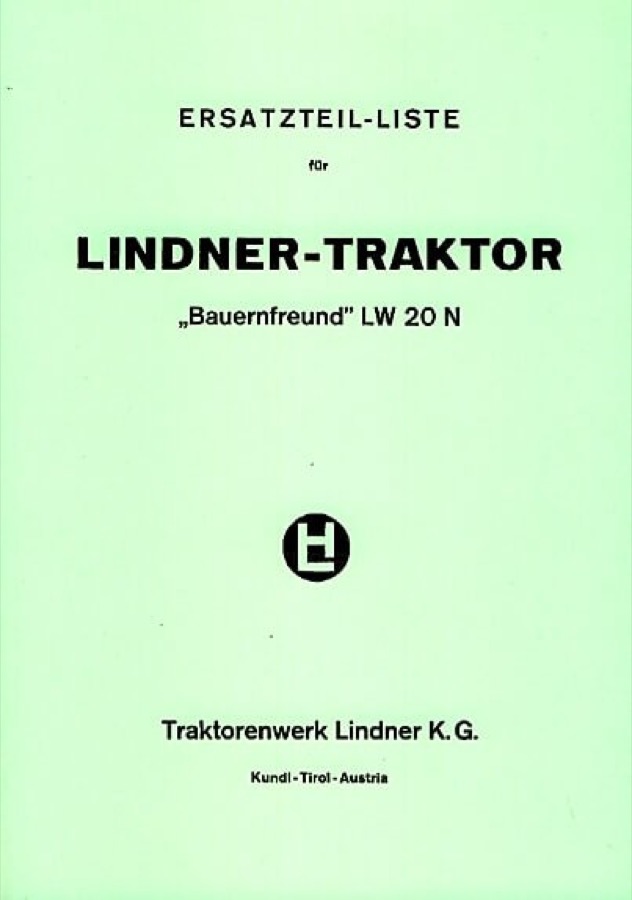 Ersatzteilbuch Lindner Bauernfreund LW20N