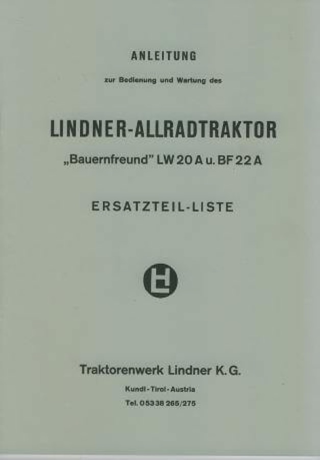 Betriebsanleitung Lindner LW 20A und BF 22A