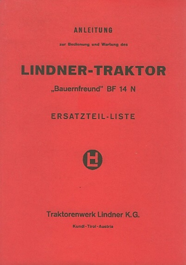 Ersatzteilbuch Lindner Bauernfreund BF 14 N