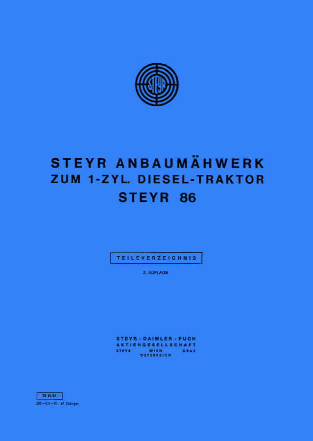 Ersatzteilbuch Steyr Anbaumähwerk Typ 86