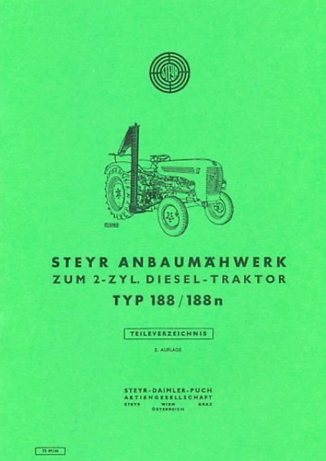 Ersatzteilbuch Steyr Anbaumähwerk Typ 188 und 188 n