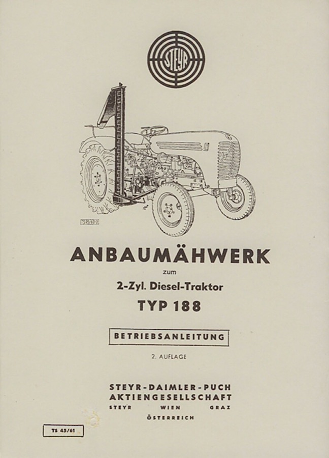 Betriebsanleitung Steyr Anbaumähwerk Typ 188