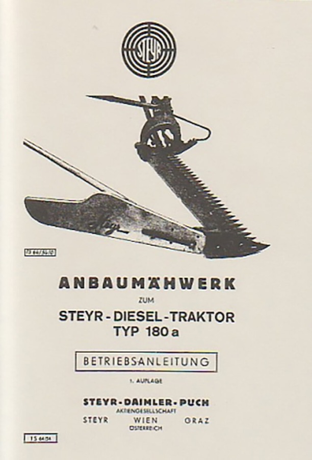 Betriebsanleitung Steyr Anbaumähwerk Steyr Typ 180a