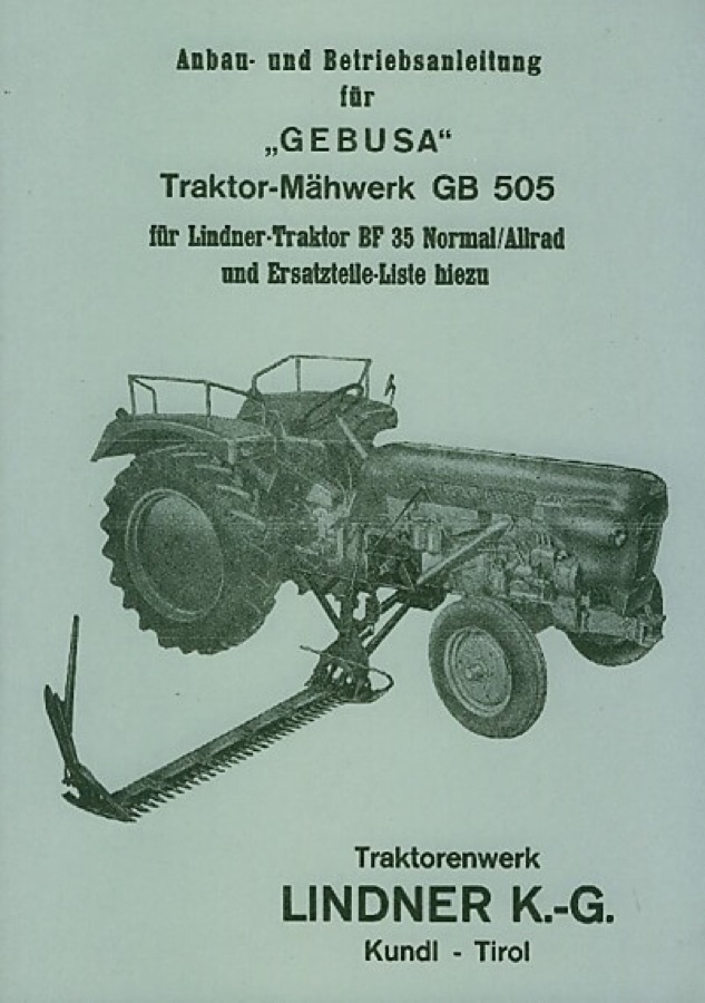 Ersatzteilbuch Gebusa Mähwerk Lindner BF 35, BF 45
