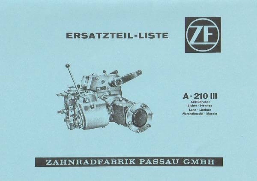 Betriebsanleitung ZF A-210 III Schleppergetriebe
