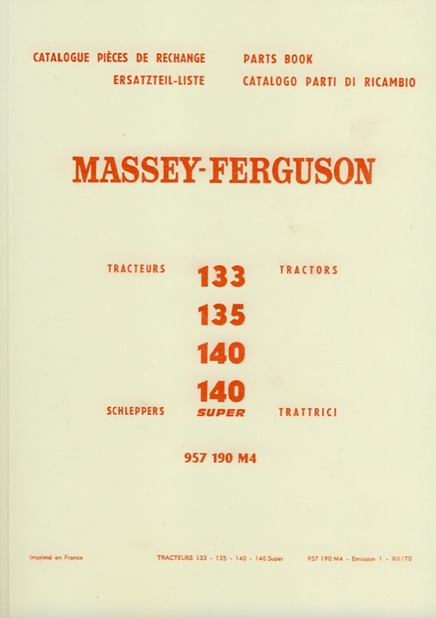 Ersatzteilbuch Massey Ferguson 135