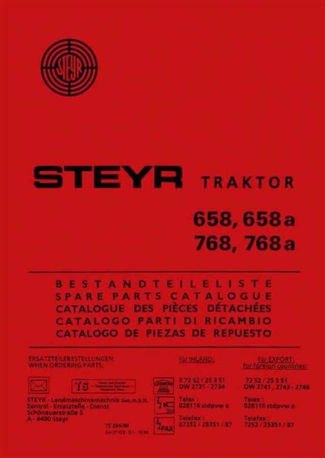 Ersatzteilbuch Steyr 658, 658a, 768 und 768a