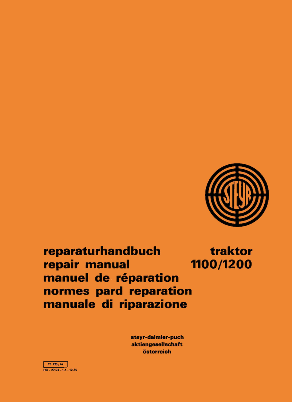 Reparaturhandbuch Steyr 1100 und 1200 im Oldtimer Traktor Ersatzteile Shop online kaufen