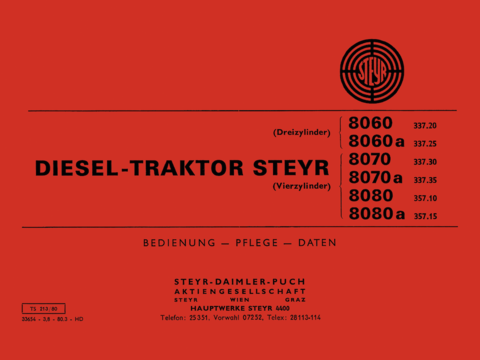 Betriebsanleitung Steyr Typ 8060-8080a im Oldtimer Traktor Ersatzteile Shop online kaufen