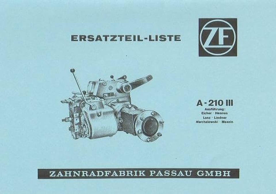 Betriebsanleitung ZF A-210 III Schleppergetriebe im Oldtimer Traktor Ersatzteile Shop online kaufen