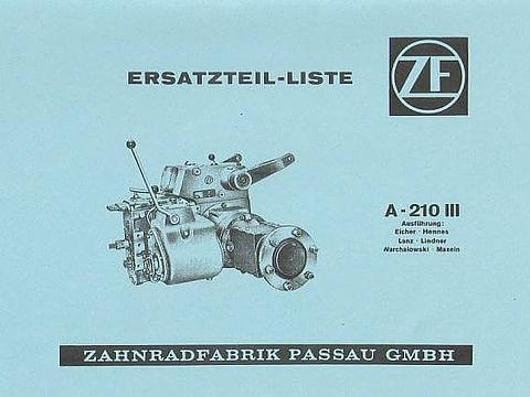 Betriebsanleitung ZF A-210 III Schleppergetriebe im Oldtimer Traktor Ersatzteile Shop online kaufen