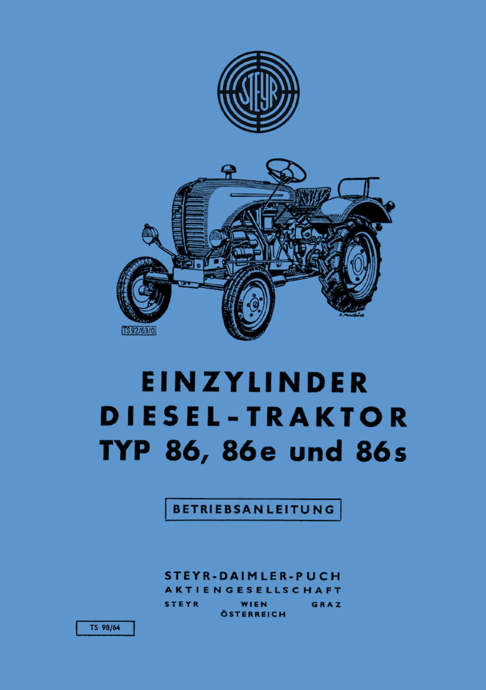 Betriebsanleitung Steyr Typ 86, 86e und 86s im Oldtimer Traktor Ersatzteile Shop online kaufen