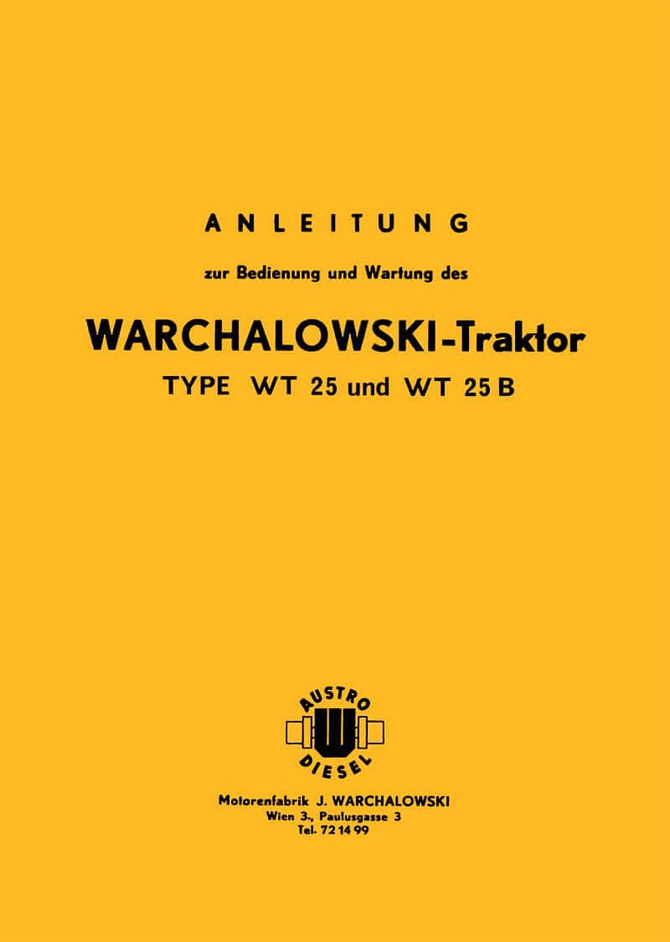 Betriebsanleitung Warchalowski WT25 und WT25B im Oldtimer Traktor Ersatzteile Shop online kaufen