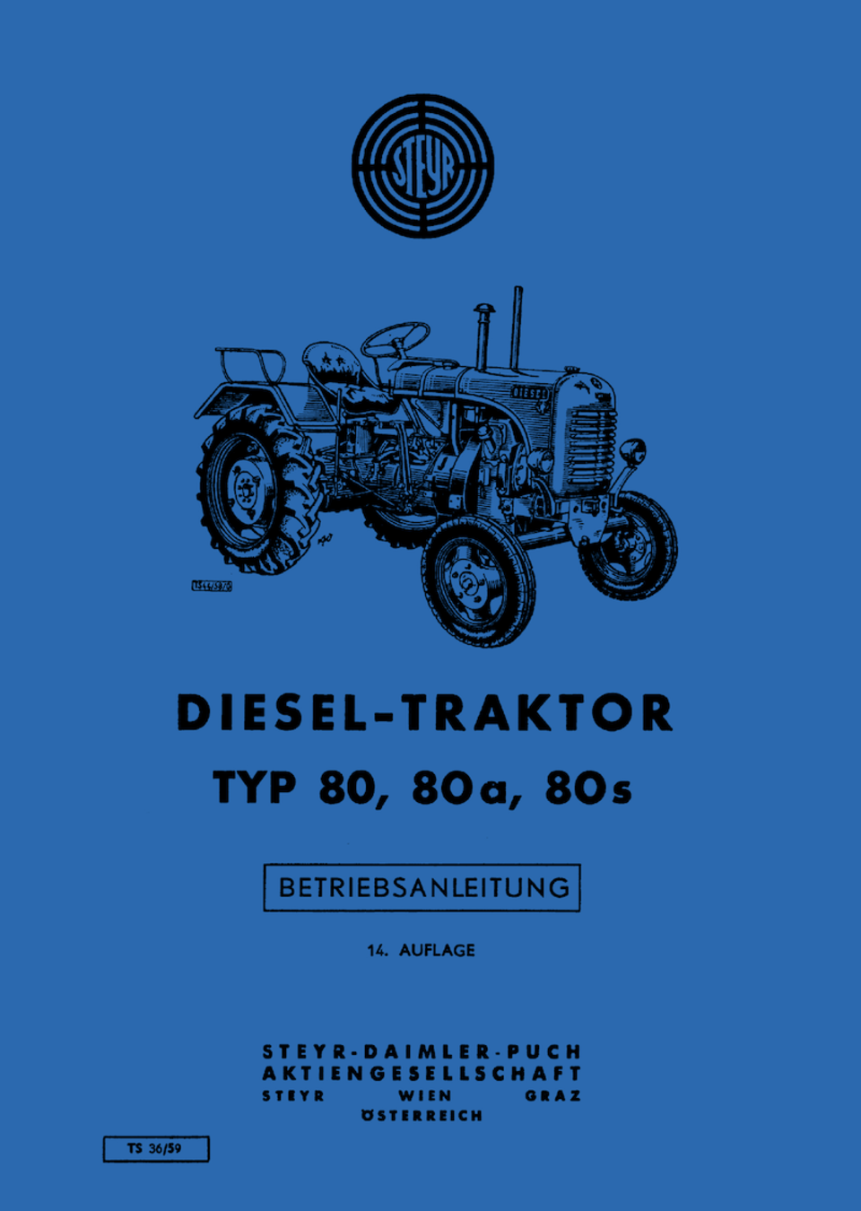 Betriebsanleitung Steyr Typ 80, 80a und 80s im Oldtimer Traktor Ersatzteile Shop online kaufen