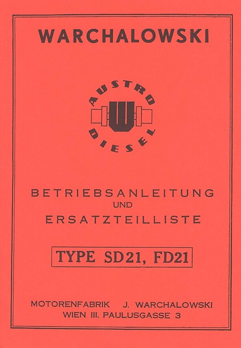 Betriebsanleitung SD21 und FD21 Motor im Oldtimer Traktor Ersatzteile Shop online kaufen