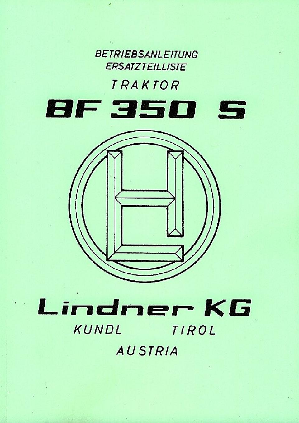 Betriebsanleitung Lindner BF 350 S/SN/SA (Allrad) im Oldtimer Traktor Ersatzteile Shop online kaufen