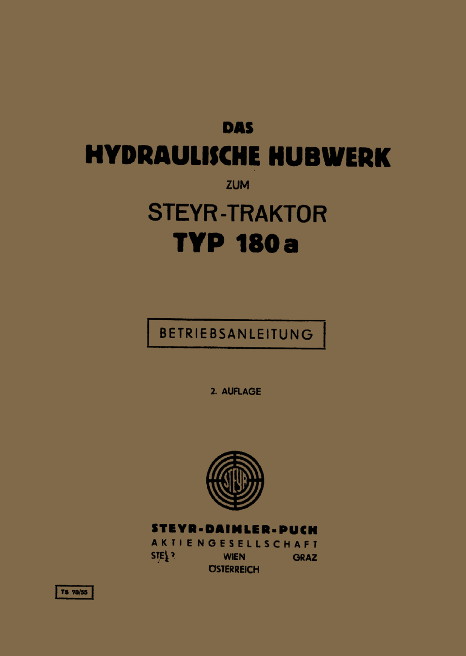 Betriebsanleitung Hydraulisches Hubwerk Typ 180 a im Oldtimer Traktor Ersatzteile Shop online kaufen