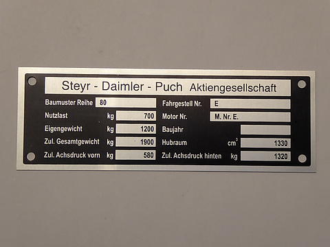 Baumusterschild Steyr T80-280 im Oldtimer Traktor Ersatzteile Shop online kaufen