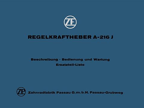 Betriebsanleitung ZF A-216-J Regelkraftheber im Oldtimer Traktor Ersatzteile Shop online kaufen