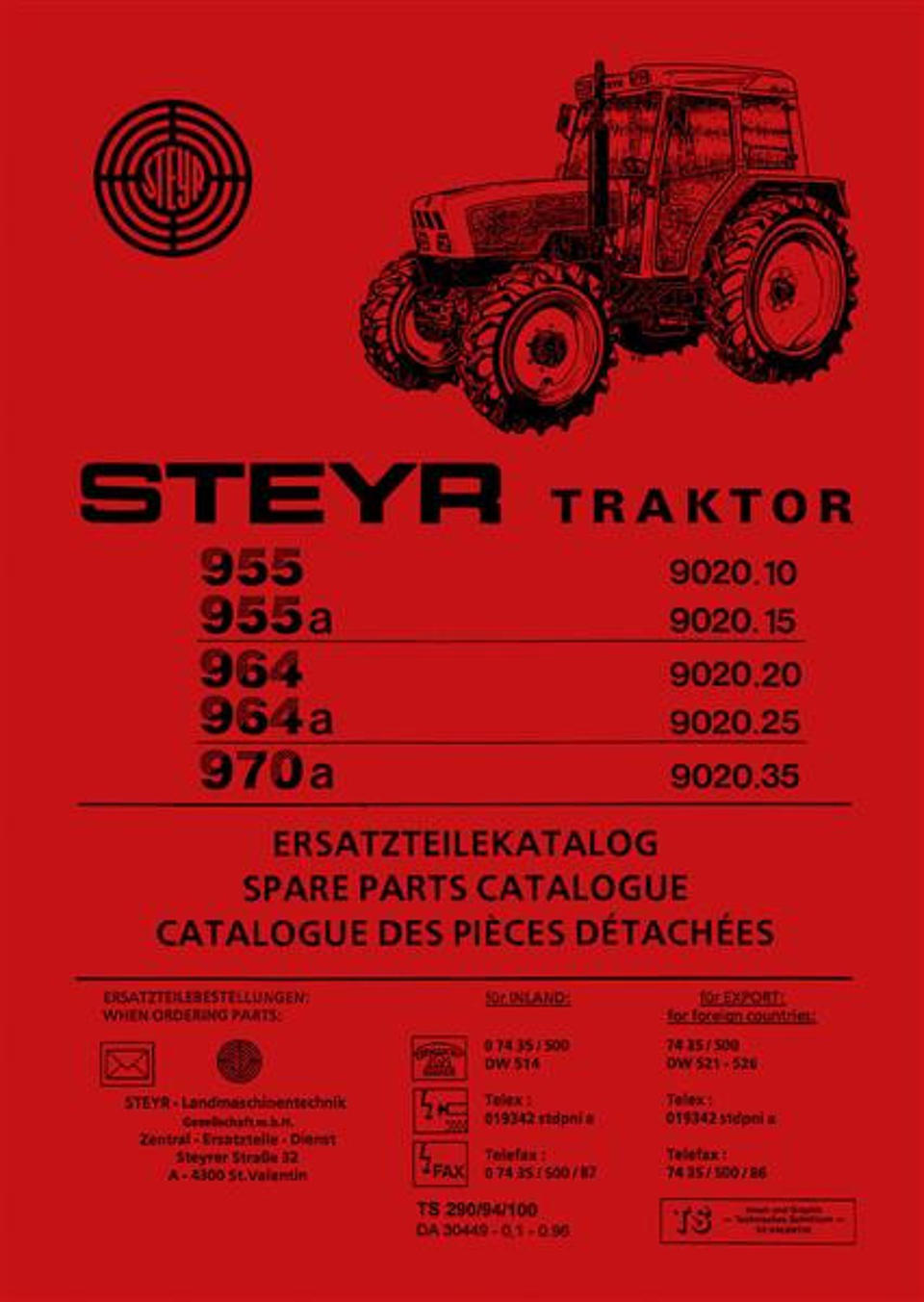 Ersatzteilbuch Steyr 955, 955a, 964, 964a und 970a im Oldtimer Traktor Ersatzteile Shop online kaufen