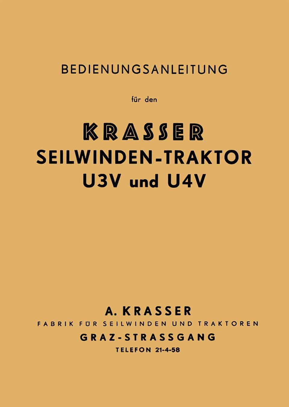 Betriebsanleitung Krasser Seilwindentraktor U3V und U4V im Oldtimer Traktor Ersatzteile Shop online kaufen