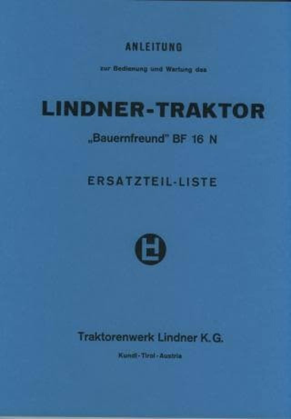 Betriebsanleitung Lindner Bauernfreund BF 16 N im Oldtimer Traktor Ersatzteile Shop online kaufen