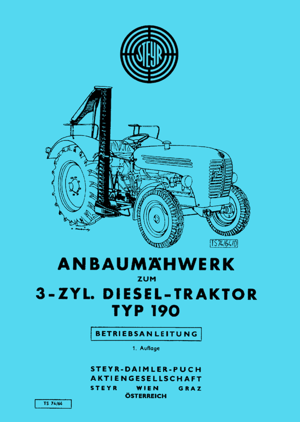 Betriebsanleitung Steyr Anbaumähwerk Steyr Typ 190 im Oldtimer Traktor Ersatzteile Shop online kaufen