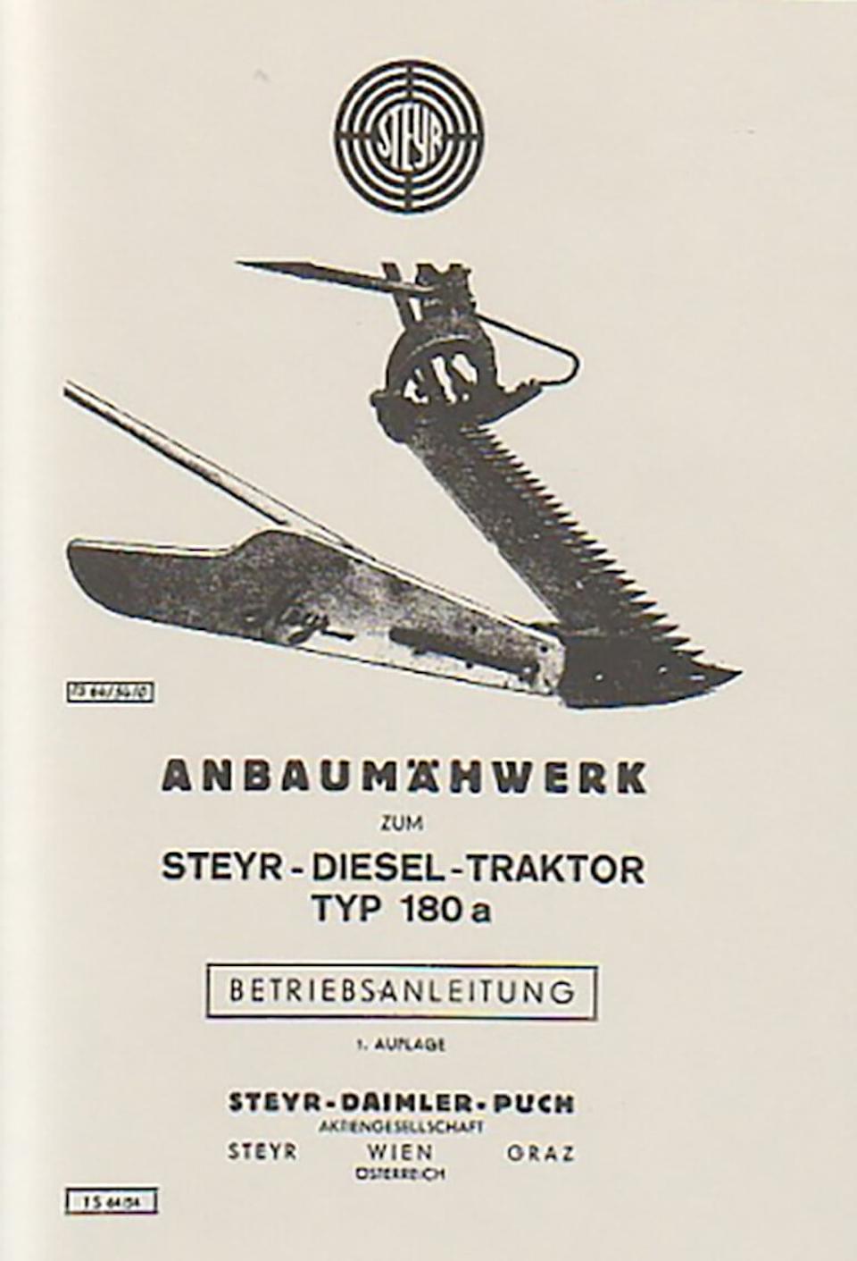 Betriebsanleitung Steyr Anbaumähwerk Steyr Typ 180a im Oldtimer Traktor Ersatzteile Shop online kaufen