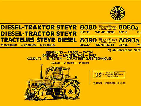 Betriebsanleitung Steyr Typ 8080, 8080a, 8090 und 8090a im Oldtimer Traktor Ersatzteile Shop online kaufen