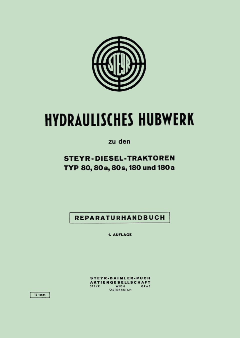 Reparaturhandbuch hydraulisches Hubwerk Steyr 80/a/s, 180 und 180a im Oldtimer Traktor Ersatzteile Shop online kaufen