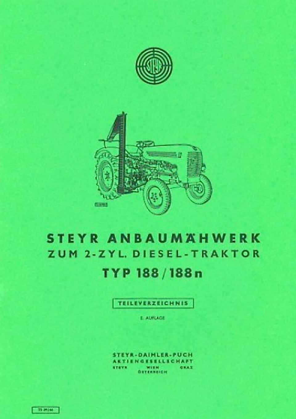 Ersatzteilbuch Steyr Anbaumähwerk Typ 188 und 188 n im Oldtimer Traktor Ersatzteile Shop online kaufen