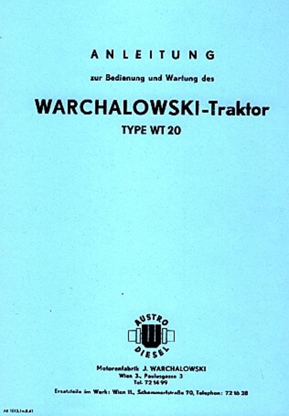 Betriebsanleitung Warchalowski WT20 im Oldtimer Traktor Ersatzteile Shop online kaufen