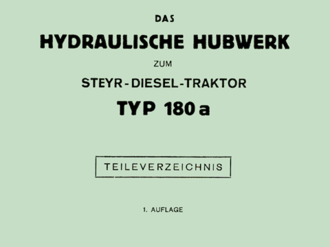 Ersatzteilbuch Hydraulisches Hubwerk Typ 180 a im Oldtimer Traktor Ersatzteile Shop online kaufen