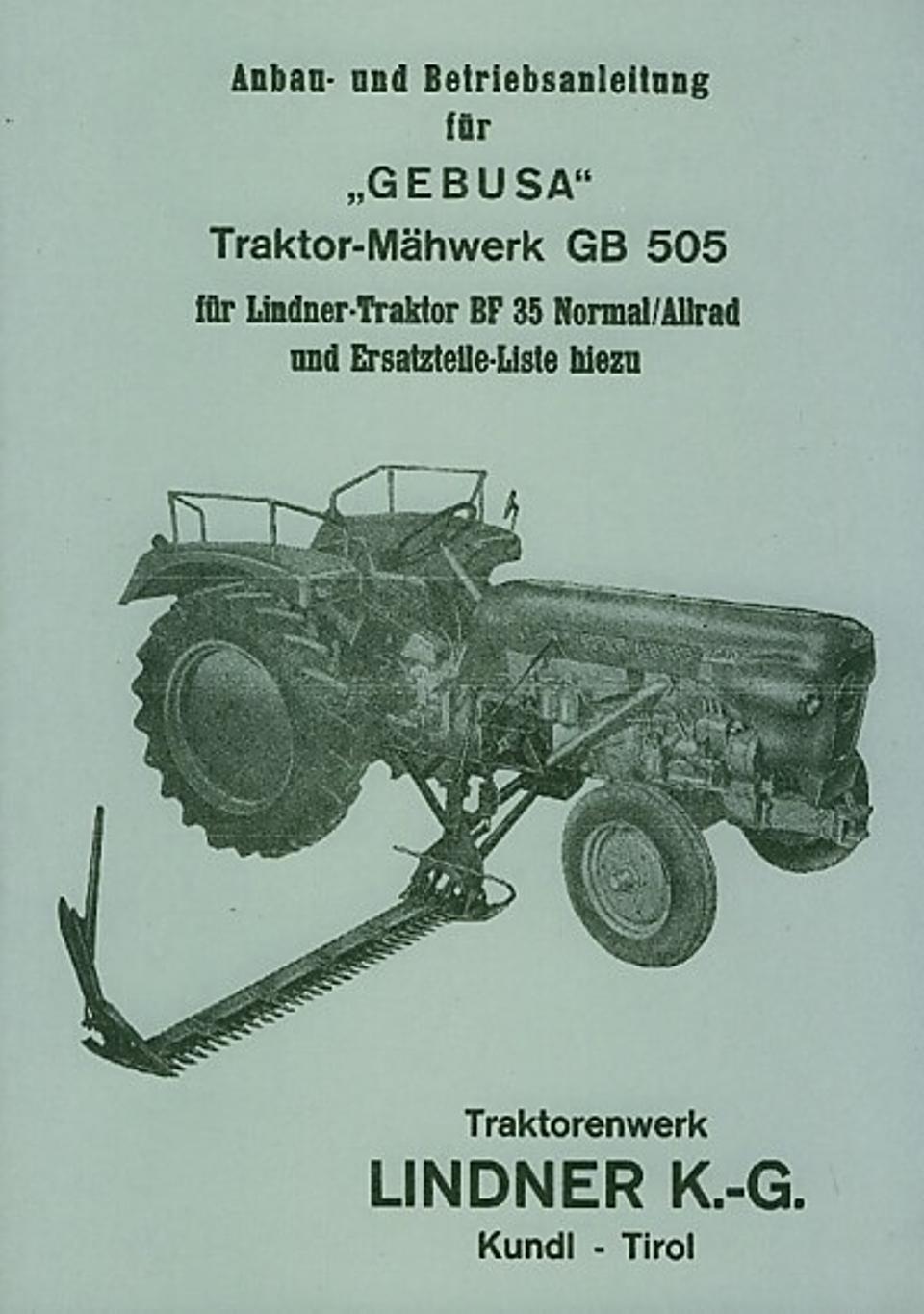 Ersatzteilbuch Gebusa Mähwerk Lindner BF 35, BF 45 im Oldtimer Traktor Ersatzteile Shop online kaufen