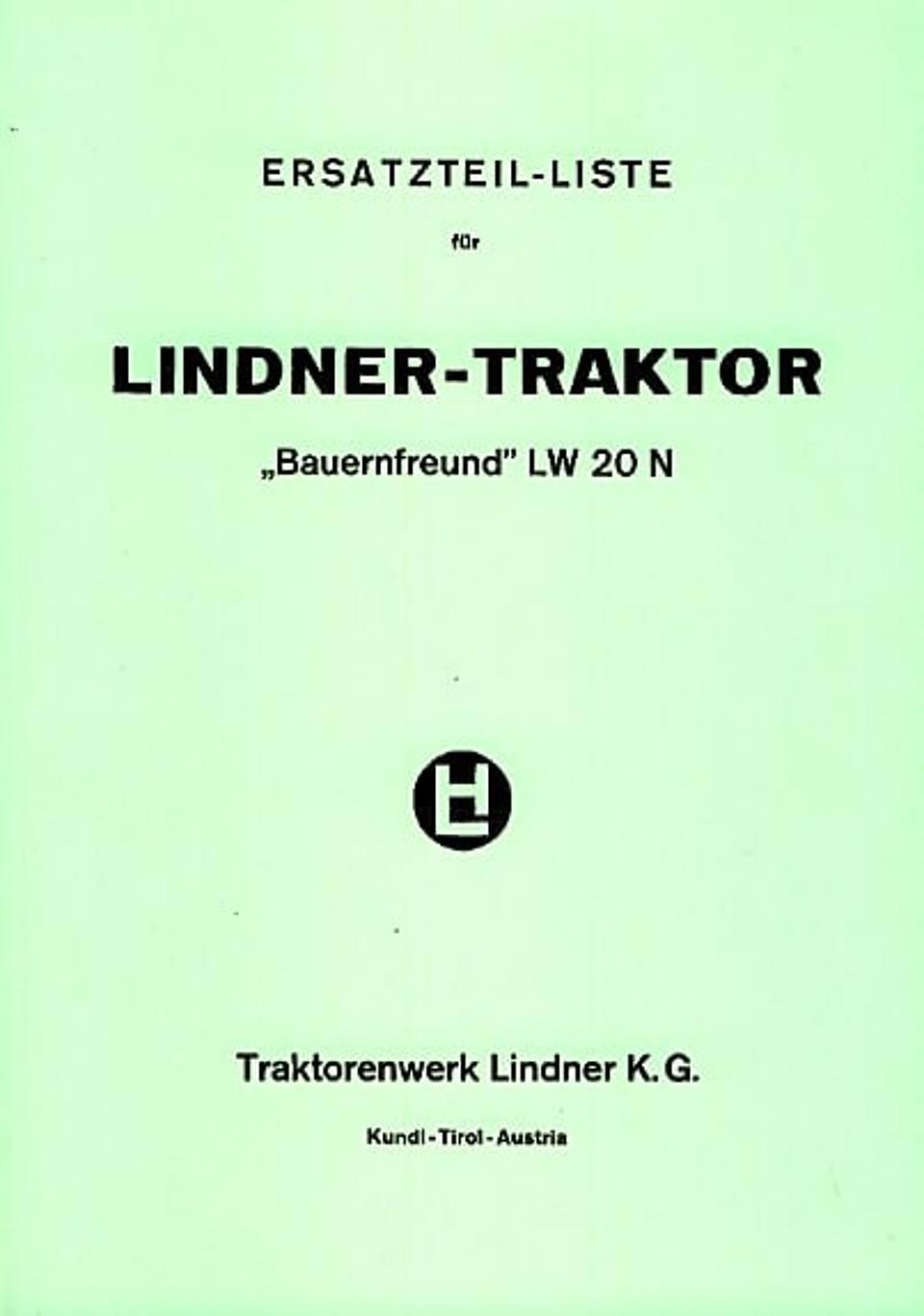 Ersatzteilbuch Lindner Bauernfreund LW20N im Oldtimer Traktor Ersatzteile Shop online kaufen