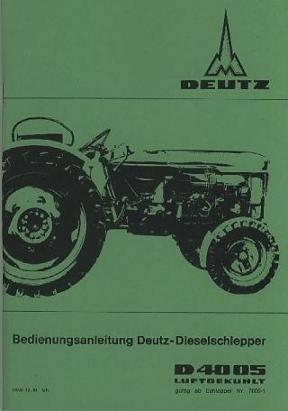Betriebsanleitung Deutz D4005 im Oldtimer Traktor Ersatzteile Shop online kaufen
