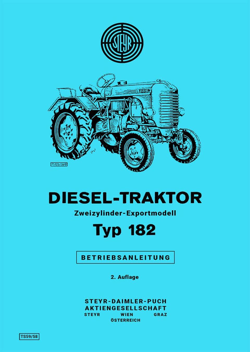 Betriebsanleitung Steyr Typ 182 im Oldtimer Traktor Ersatzteile Shop online kaufen