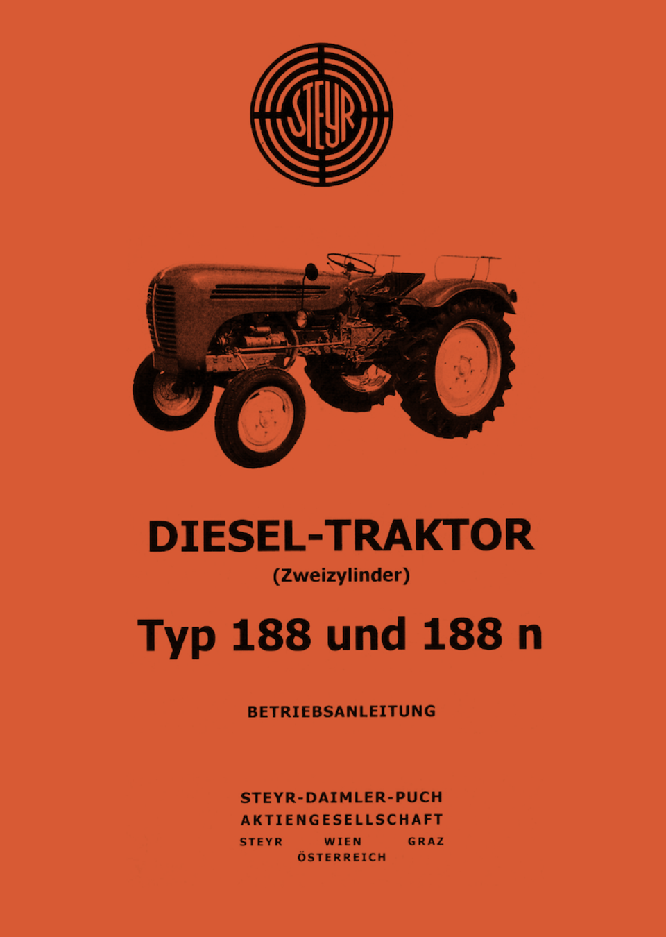 Betriebsanleitung Steyr Typ 188 im Oldtimer Traktor Ersatzteile Shop online kaufen