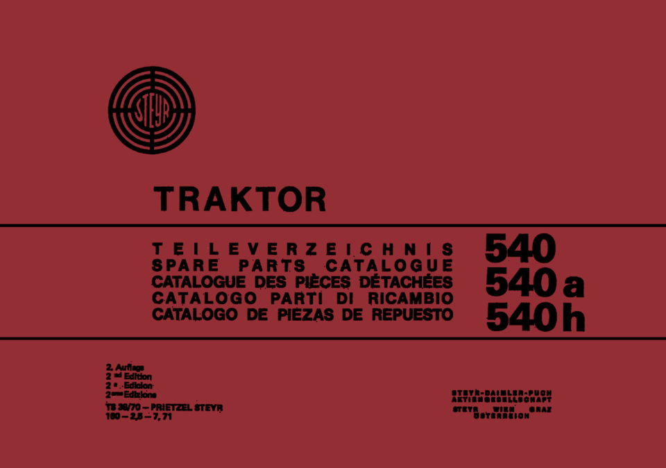 Ersatzteilbuch Steyr Typ 540 im Oldtimer Traktor Ersatzteile Shop online kaufen