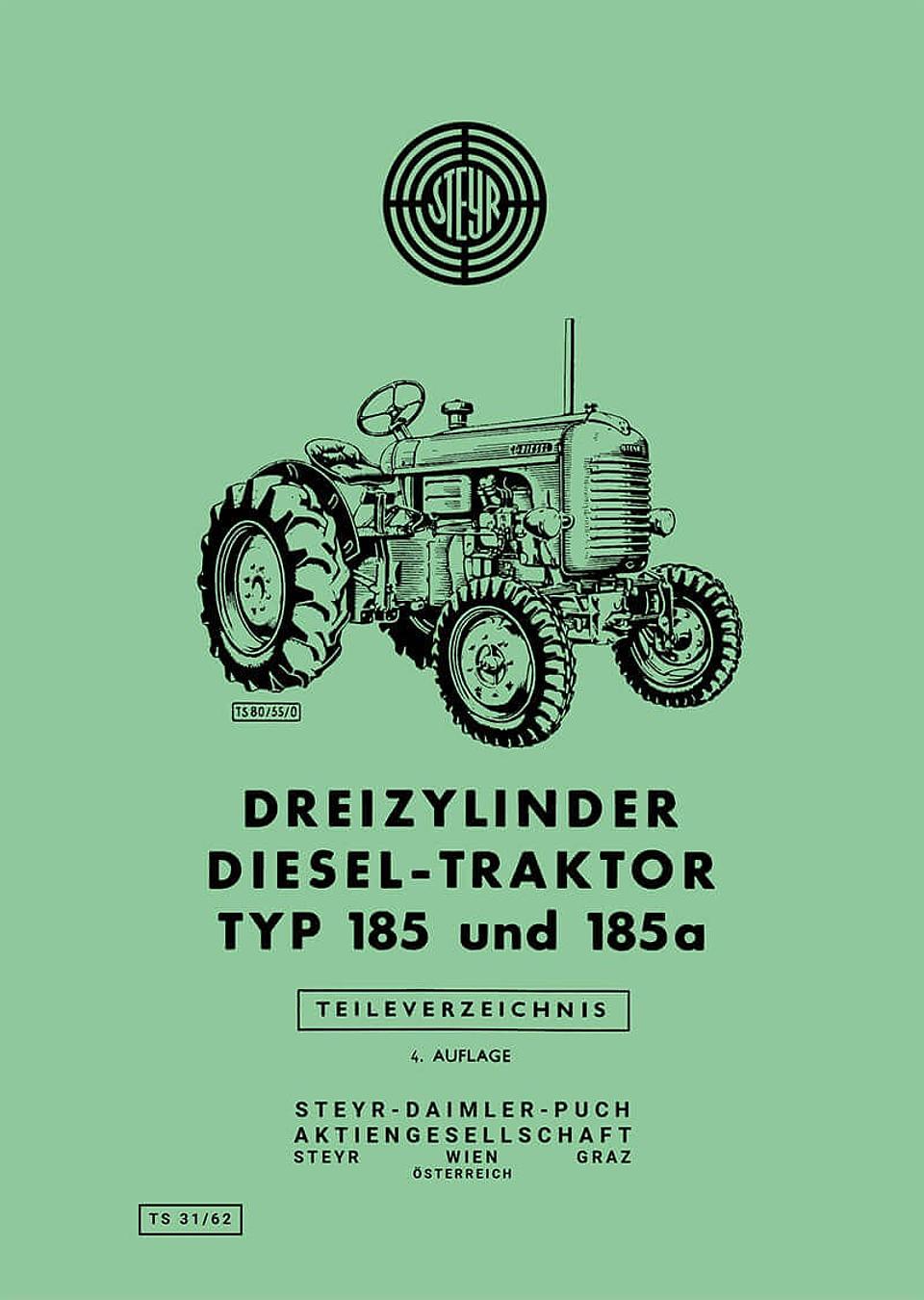 Ersatzteilbuch Steyr Typ 185 und 185a im Oldtimer Traktor Ersatzteile Shop online kaufen