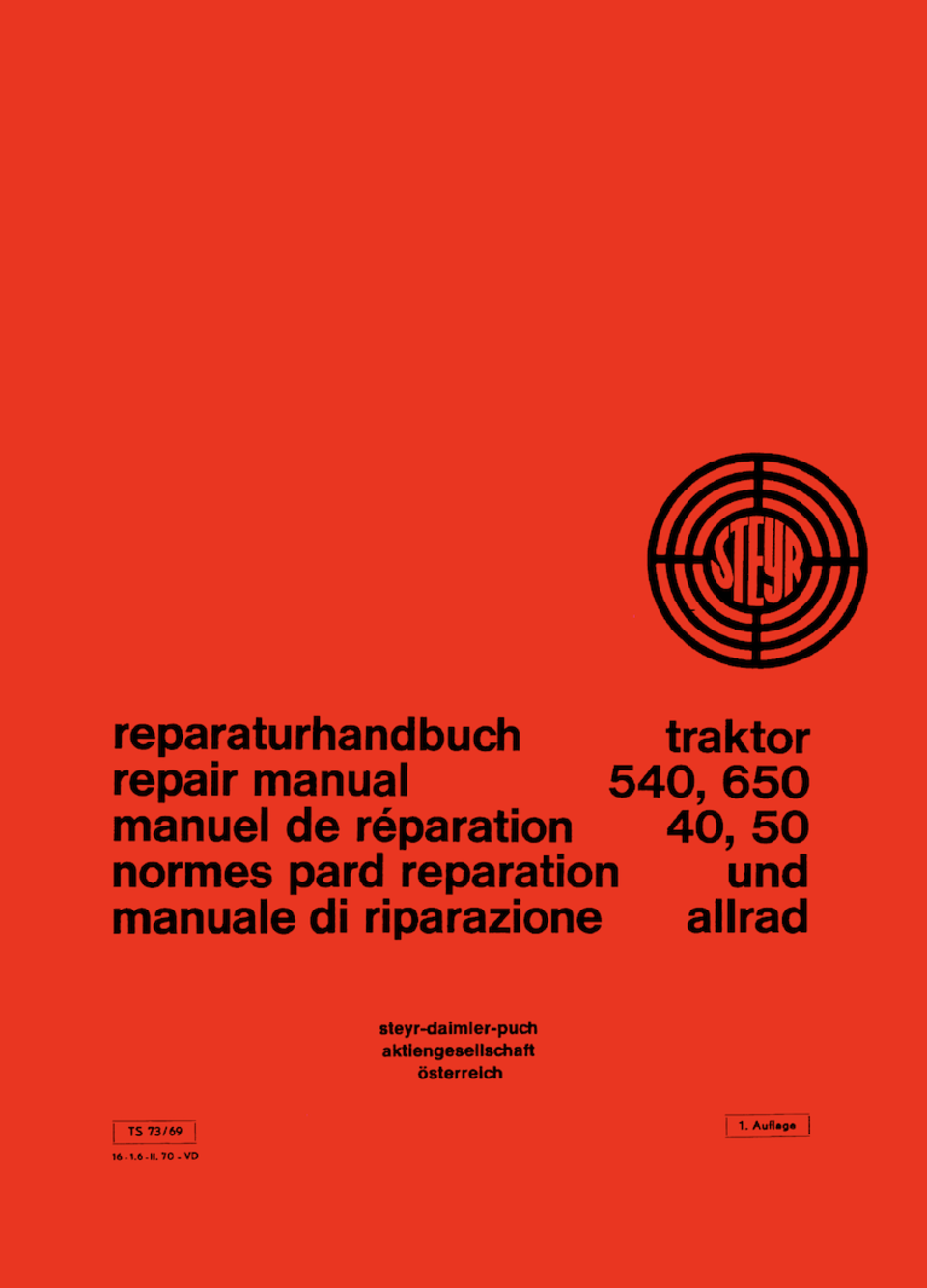 Reparaturhandbuch Steyr 540/650/40/50 im Oldtimer Traktor Ersatzteile Shop online kaufen