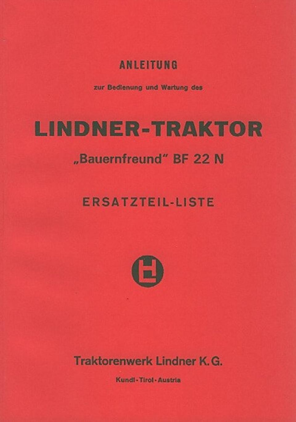 Ersatzteilbuch Lindner Bauernfreund BF 22 N im Oldtimer Traktor Ersatzteile Shop online kaufen