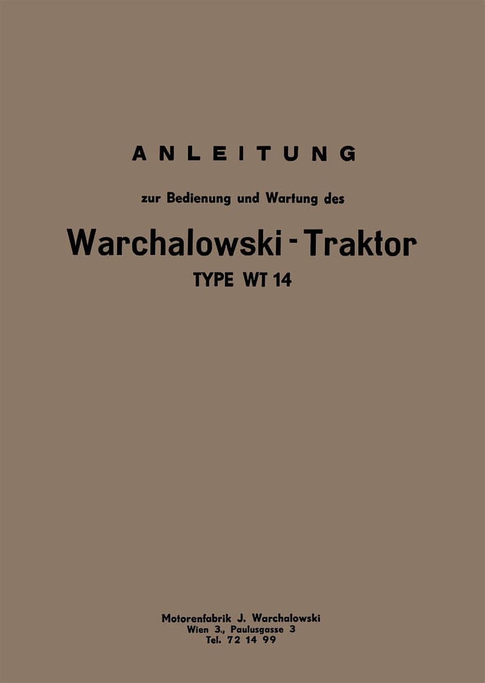 Betriebsanleitung Warchalowski WT 14 im Oldtimer Traktor Ersatzteile Shop online kaufen