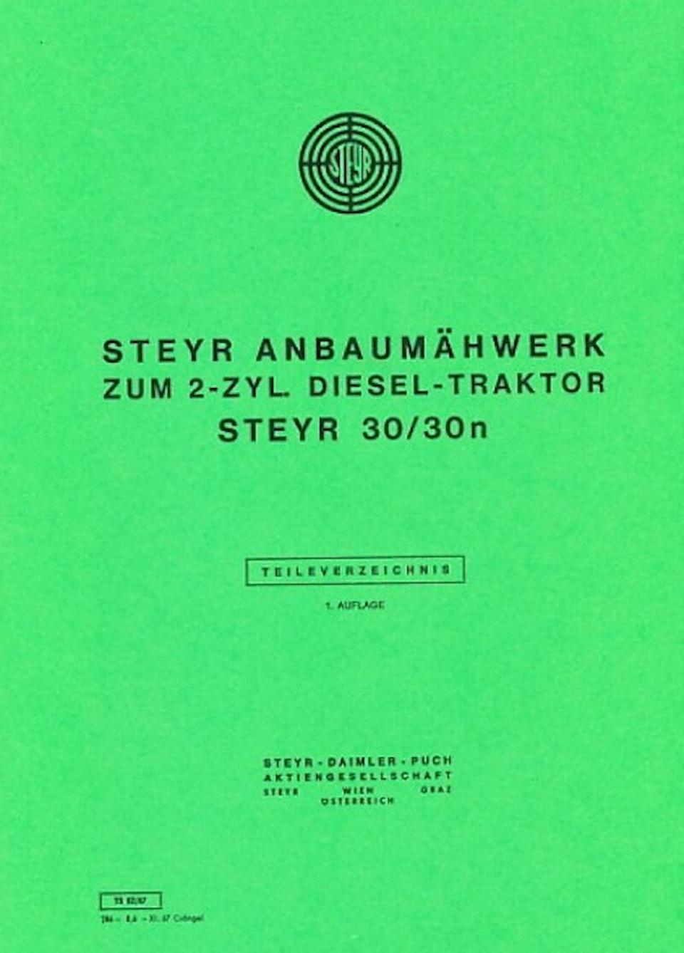 Ersatzteilbuch Steyr Anbaumähwerk 30 und 30n im Oldtimer Traktor Ersatzteile Shop online kaufen