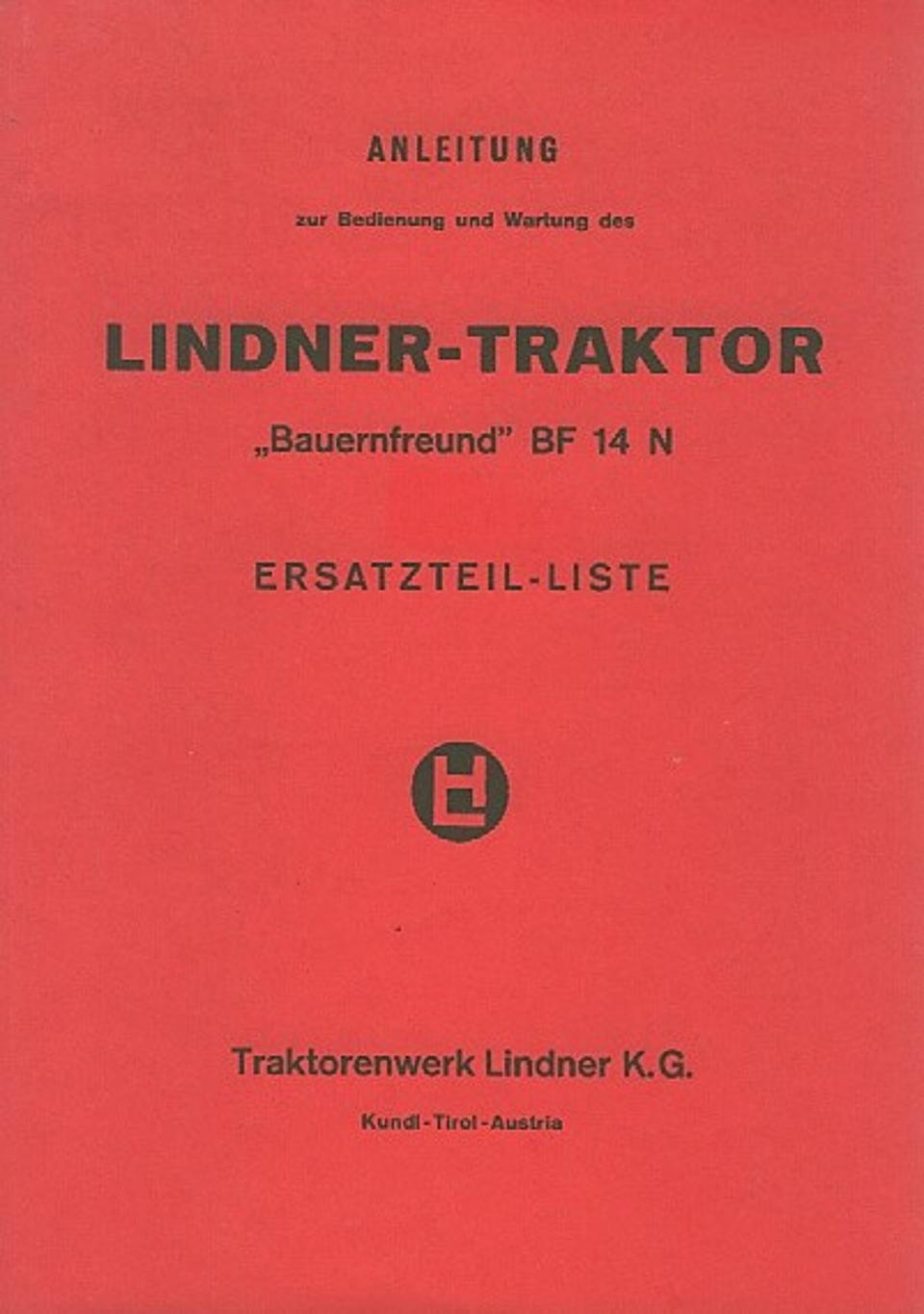 Ersatzteilbuch Lindner Bauernfreund BF 14 N im Oldtimer Traktor Ersatzteile Shop online kaufen